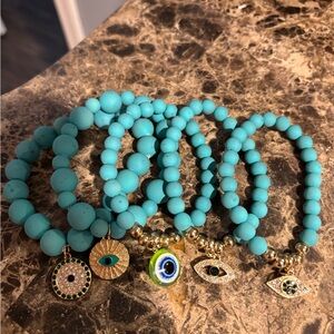 Evil eye blue bracelet stack